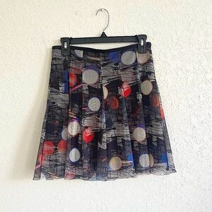 ELLUS SECOND FLOOR Geometric Art Deco Pleated Skirt Lights Size Petite Small